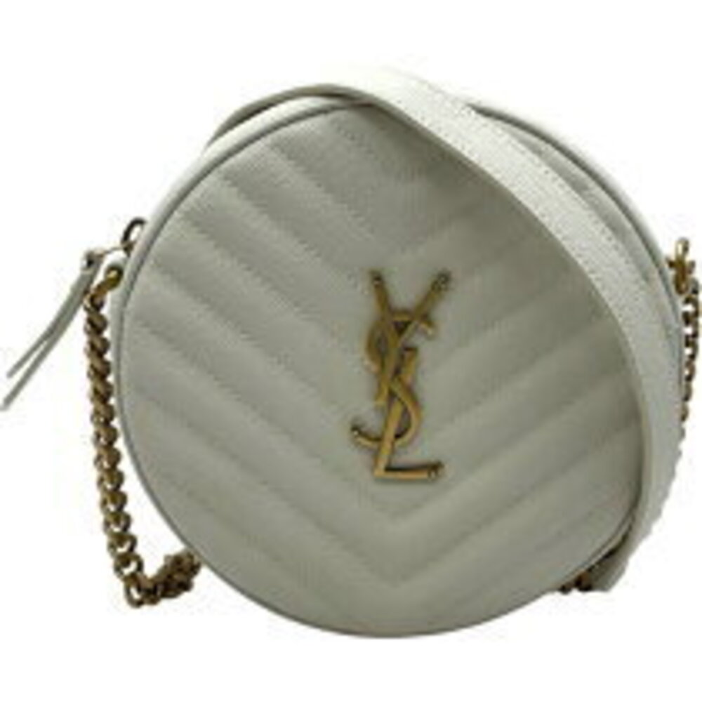 Saint Laurent Cassandra Chain White Caviar Shoulder Bag